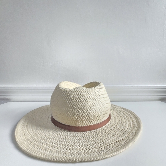New Rag & Bone Leather Band Packable Fedora Straw Hat Small